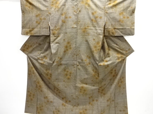 JAPANESE KIMONO / SILK / DORO OSHIMA TSUMUGI / WOVEN FLORAL PLANTS